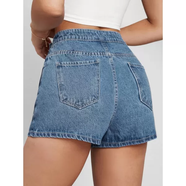 Floerns Women's Casual Split Hem High Waist Denim Skorts Skirt Shorts