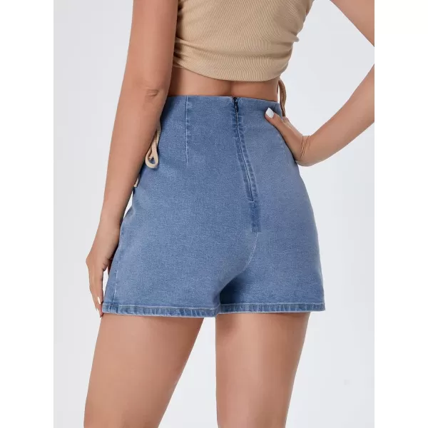 Floerns Women's Casual Split Hem High Waist Denim Skorts Skirt Shorts