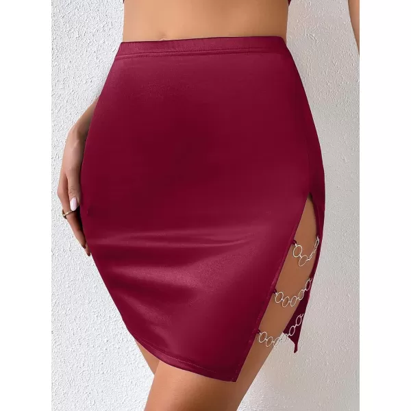 Floerns Women's Cut Out Chain Linked High Waist Party Bodycon Mini Skirt