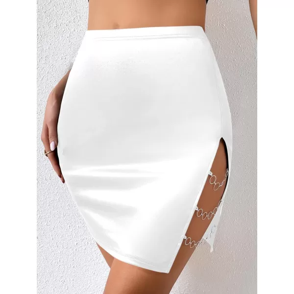 Floerns Women's Cut Out Chain Linked High Waist Party Bodycon Mini Skirt