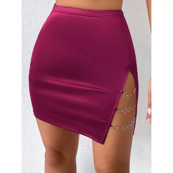 Floerns Women's Cut Out Chain Linked High Waist Party Bodycon Mini Skirt