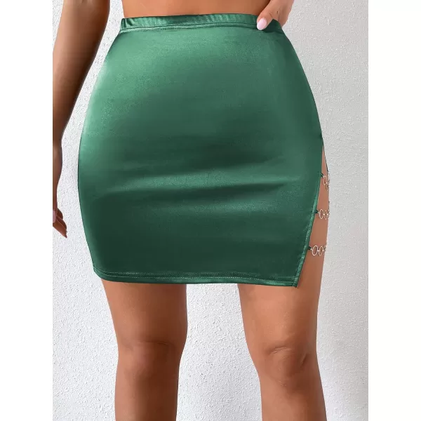 Floerns Women's Cut Out Chain Linked High Waist Party Bodycon Mini Skirt