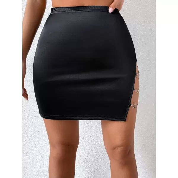 Floerns Women's Cut Out Chain Linked High Waist Party Bodycon Mini Skirt
