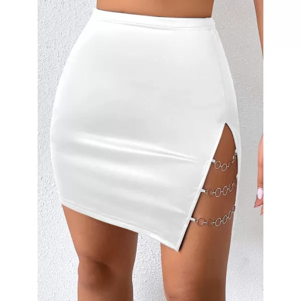 Floerns Women's Cut Out Chain Linked High Waist Party Bodycon Mini Skirt