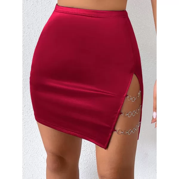Floerns Women's Cut Out Chain Linked High Waist Party Bodycon Mini Skirt