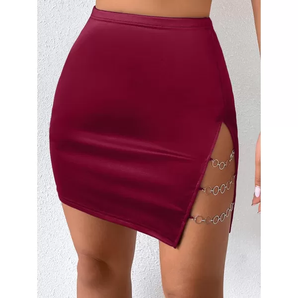 Floerns Women's Cut Out Chain Linked High Waist Party Bodycon Mini Skirt