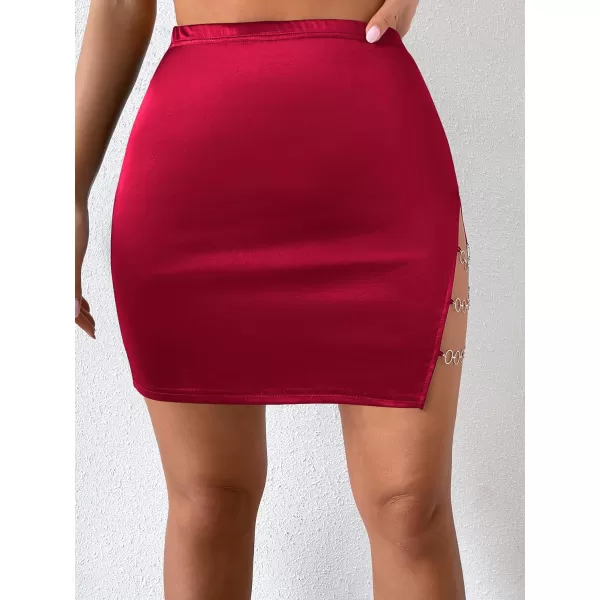 Floerns Women's Cut Out Chain Linked High Waist Party Bodycon Mini Skirt