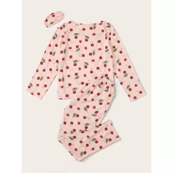 Floerns Women's Cute Sleepwear Long Sleeve Top and Pants Two Piece Pajama Sets