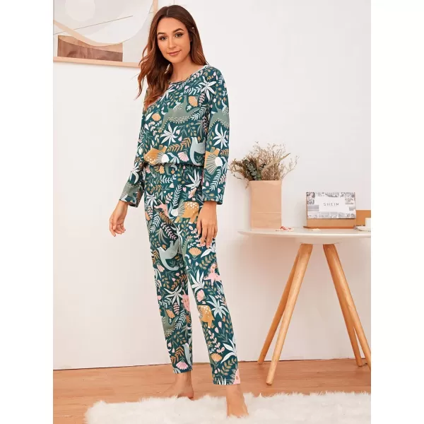 Floerns Women's Cute Sleepwear Long Sleeve Top and Pants Two Piece Pajama Sets
