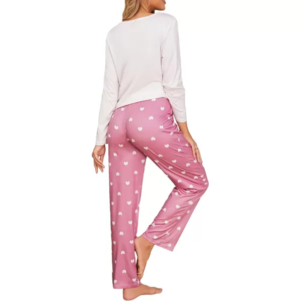 Floerns Women's Cute Sleepwear Long Sleeve Top and Pants Two Piece Pajama Sets