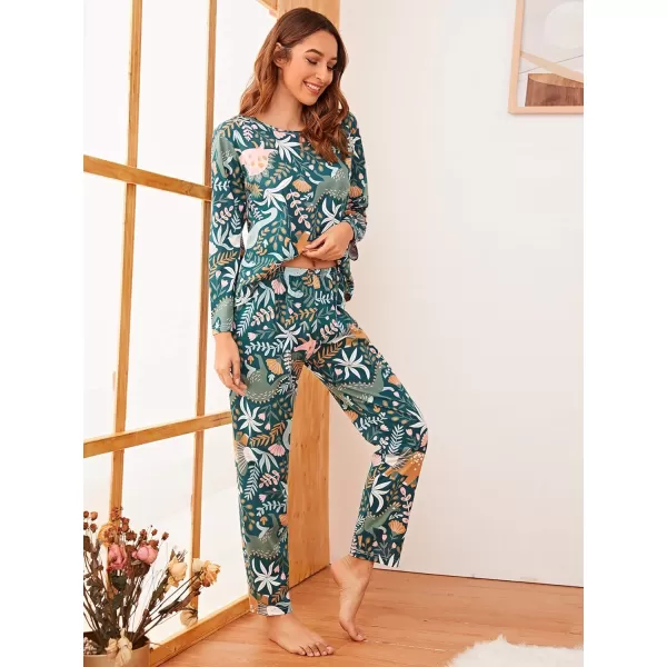 Floerns Women's Cute Sleepwear Long Sleeve Top and Pants Two Piece Pajama Sets