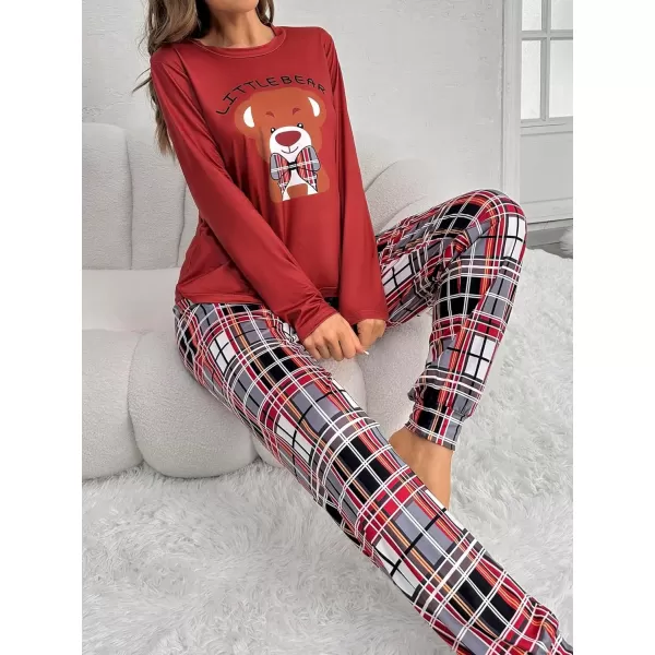 Floerns Women's Cute Sleepwear Long Sleeve Top and Pants Two Piece Pajama Sets