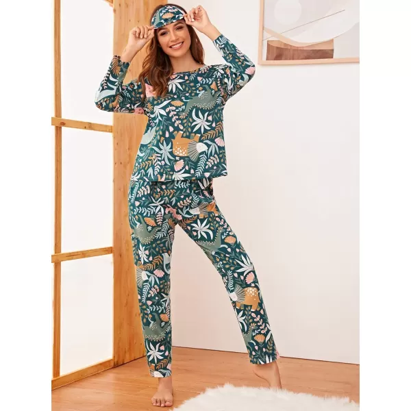 Floerns Women's Cute Sleepwear Long Sleeve Top and Pants Two Piece Pajama Sets