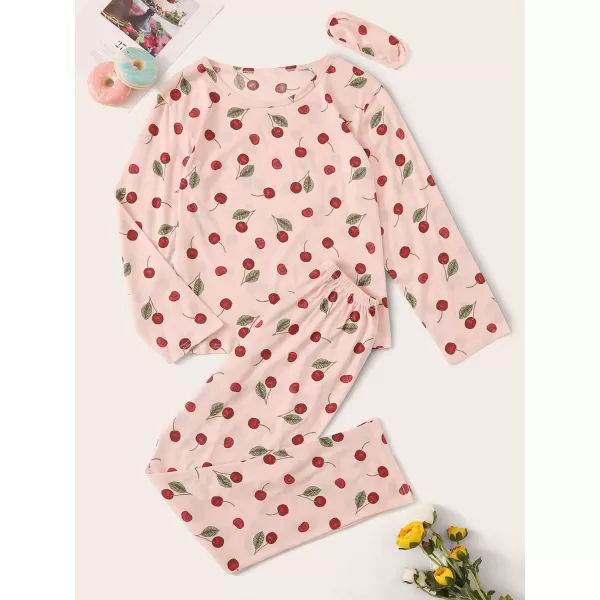 Floerns Women's Cute Sleepwear Long Sleeve Top and Pants Two Piece Pajama Sets