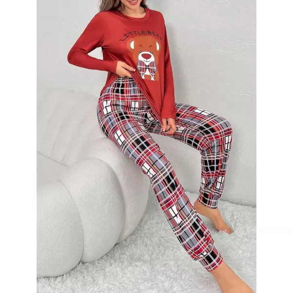 Floerns Women's Cute Sleepwear Long Sleeve Top and Pants Two Piece Pajama Sets