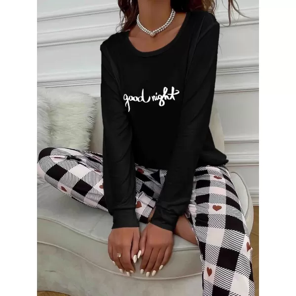 Floerns Women's Cute Sleepwear Long Sleeve Top and Pants Two Piece Pajama Sets