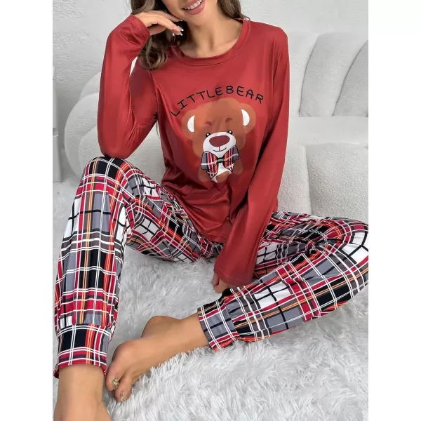 Floerns Women's Cute Sleepwear Long Sleeve Top and Pants Two Piece Pajama Sets