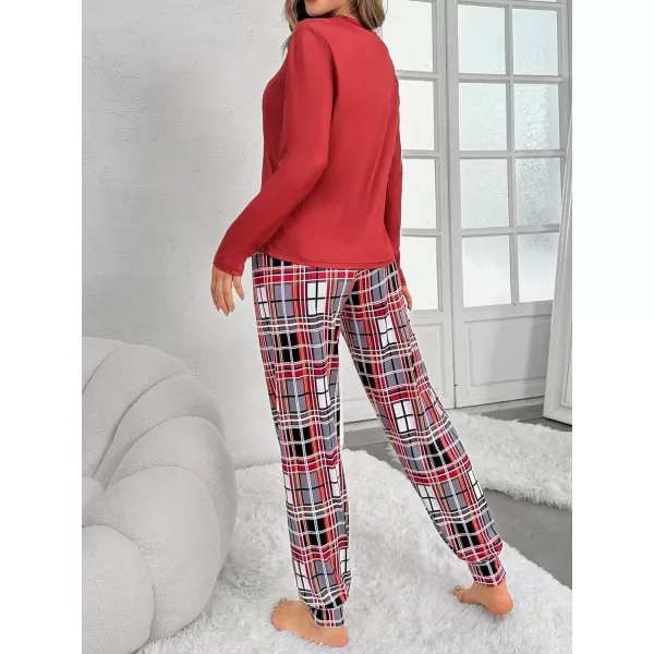 Floerns Women's Cute Sleepwear Long Sleeve Top and Pants Two Piece Pajama Sets