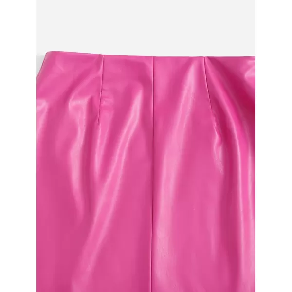 Floerns Women's Faux Leather Bodycon Split Mini Skirt