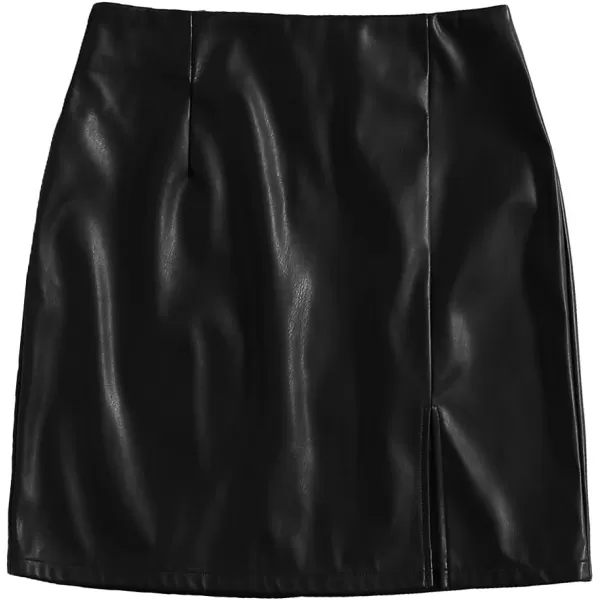 Floerns Women's Faux Leather Bodycon Split Mini Skirt