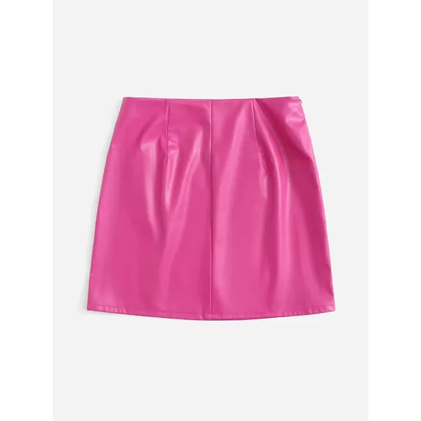 Floerns Women's Faux Leather Bodycon Split Mini Skirt