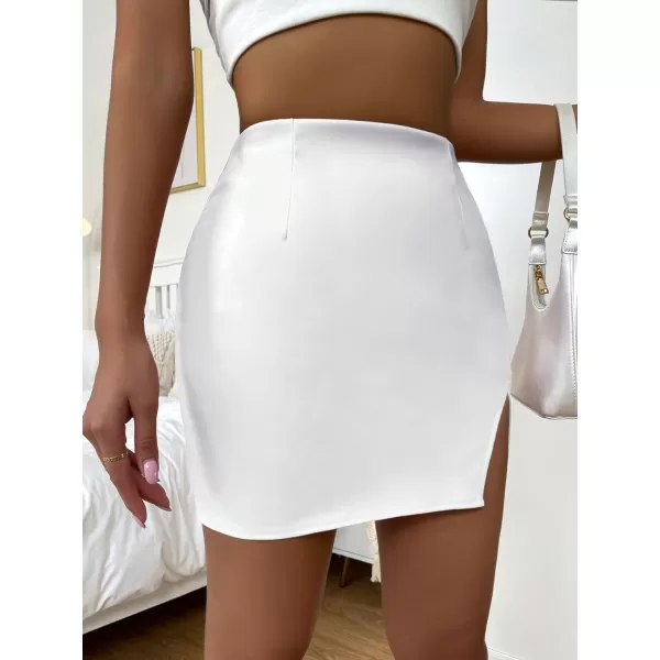 Floerns Women's Faux Leather Bodycon Split Mini Skirt