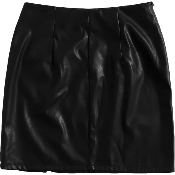 Floerns Women's Faux Leather Bodycon Split Mini Skirt