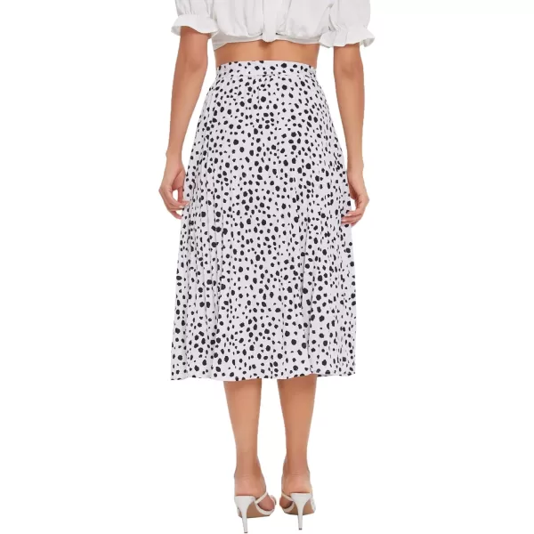 Floerns Women's Floral Printed Elastic Waist A Line Pleated Ruffle Midi Skirt