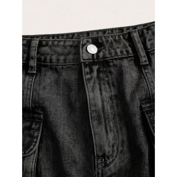 Floerns Women's High Waisted Denim Mini Skirt Flap Pocket Bodycon Jean Cargo Skirts