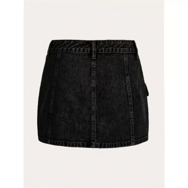 Floerns Women's High Waisted Denim Mini Skirt Flap Pocket Bodycon Jean Cargo Skirts