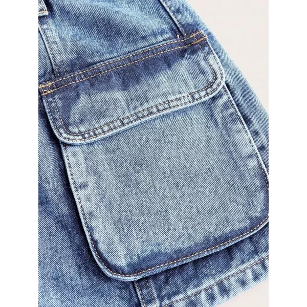 Floerns Women's High Waisted Denim Mini Skirt Flap Pocket Bodycon Jean Cargo Skirts