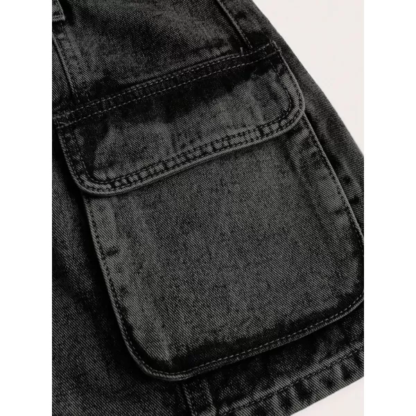 Floerns Women's High Waisted Denim Mini Skirt Flap Pocket Bodycon Jean Cargo Skirts