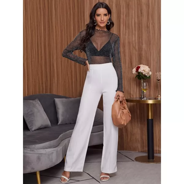 Floerns Women's Long Sleeve Slim Fit See Through Sheer Mesh Top