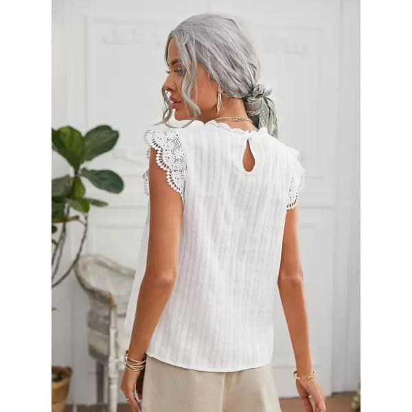 Floerns Women's Mock Neck Guipure Lace Trim Blouse Tops
