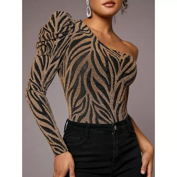 Floerns Women's One Shoulder Long Sleeve Stretch Bodysuit Jumpsuit