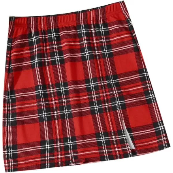 Floerns Women's Plaid High Waist Bodycon Split Mini Skirt