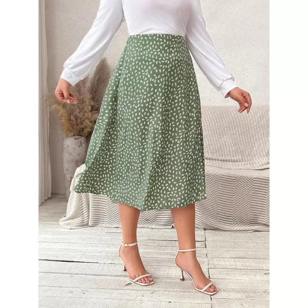 Floerns Women's Plus Size Boho Floral High Waist Split Thigh A Line Midi Skirt