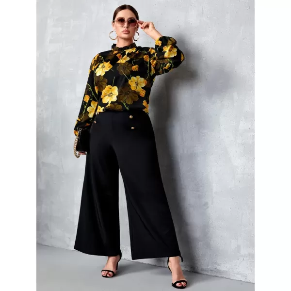 Floerns Women's Plus Size Leopard Print Mock Neck Mesh Long Sleeve Tee Shirt Top