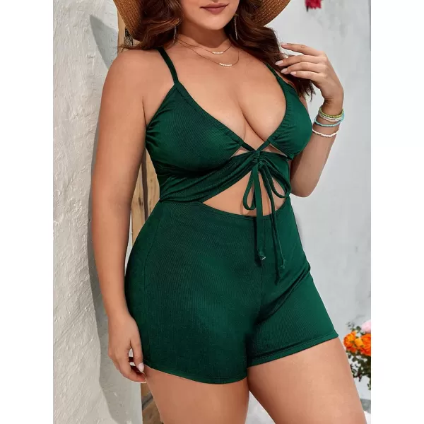 Floerns Women's Plus Size Monokini Cut Out Knot Front Crisscross One Piece Swimsuit