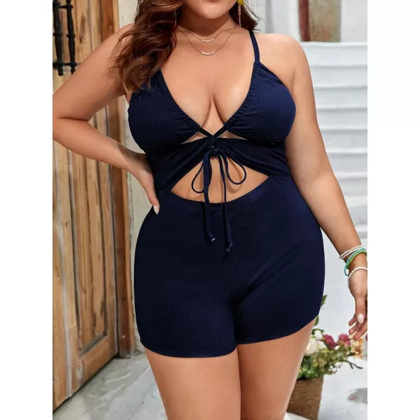 Floerns Women's Plus Size Monokini Cut Out Knot Front Crisscross One Piece Swimsuit