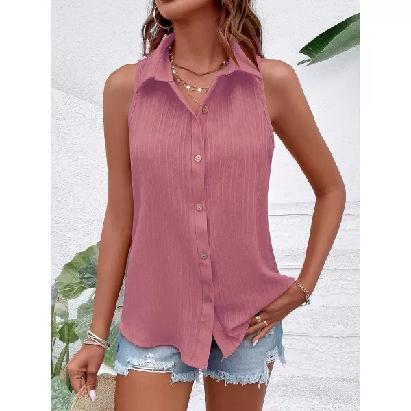 Floerns Women's Sleeveless Button Front Lapel Collar Casual Vest Shirt Blouse