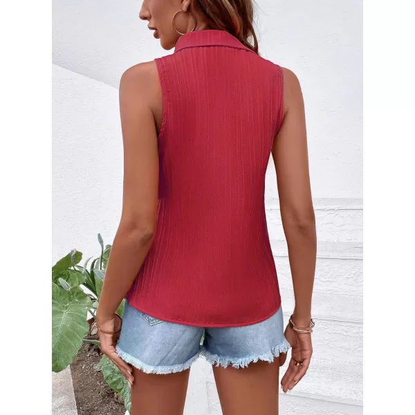 Floerns Women's Sleeveless Button Front Lapel Collar Casual Vest Shirt Blouse