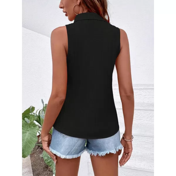 Floerns Women's Sleeveless Button Front Lapel Collar Casual Vest Shirt Blouse