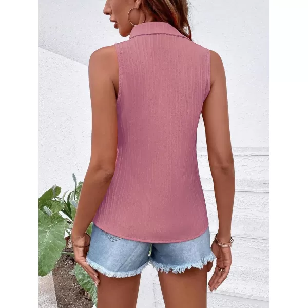 Floerns Women's Sleeveless Button Front Lapel Collar Casual Vest Shirt Blouse