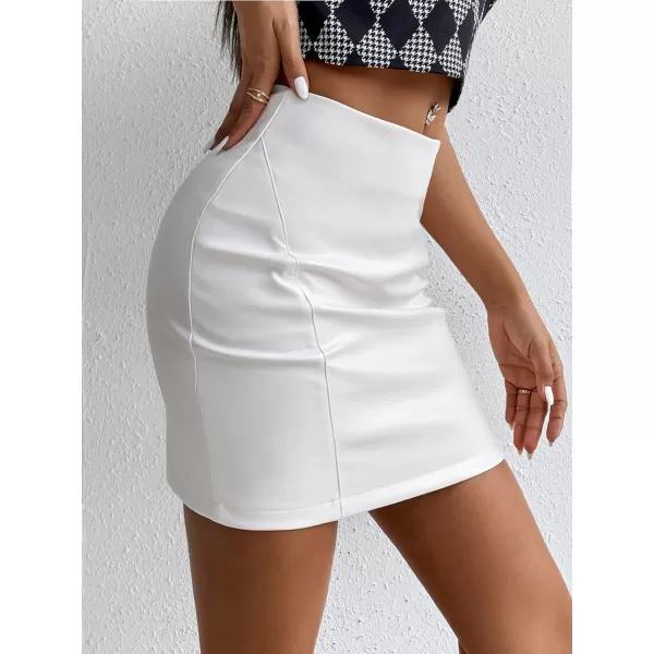 Floerns Women's Solid High Waist PU Leather Bodycon Pencil Mini Skirt