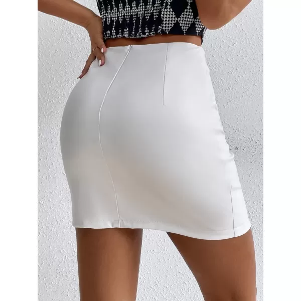 Floerns Women's Solid High Waist PU Leather Bodycon Pencil Mini Skirt