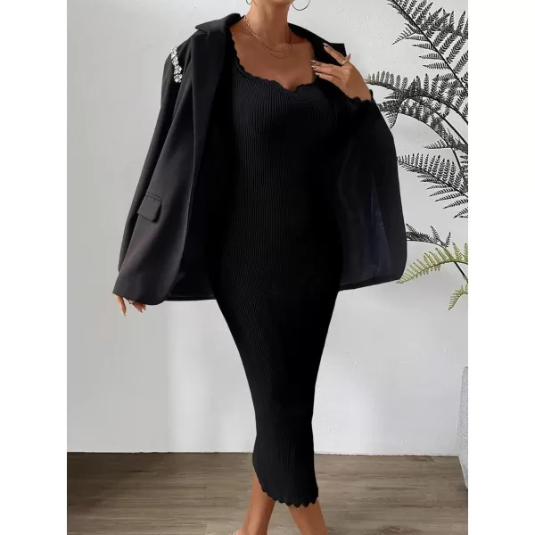 Floerns Women's Sweetheart Neck Rib Knit Long Sleeve Bodycon Long Sweater Dress