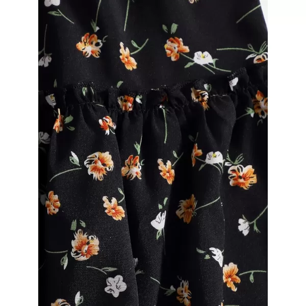 Floerns Women's Two Piece Outfit Floral Off Shoulder Drawstring Crop Top and Skirt Set