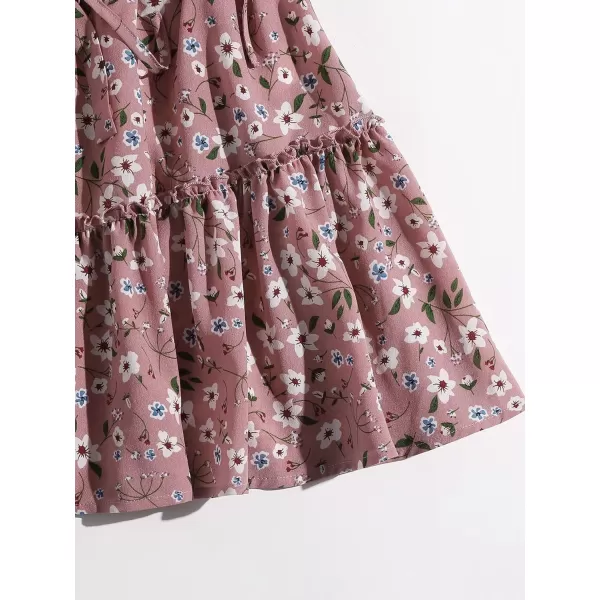 Floerns Women's Two Piece Outfit Floral Off Shoulder Drawstring Crop Top and Skirt Set