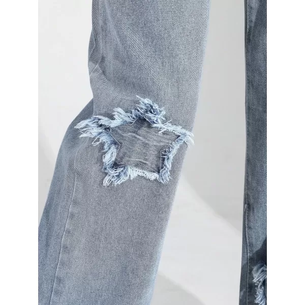Floerns&nbsp;Women's Straight Leg&nbsp;Baggy Jeans for Teen Girls Butterfly Print